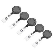 Retractable Label Holder Round Coil for ID Card, Black pcs 10.