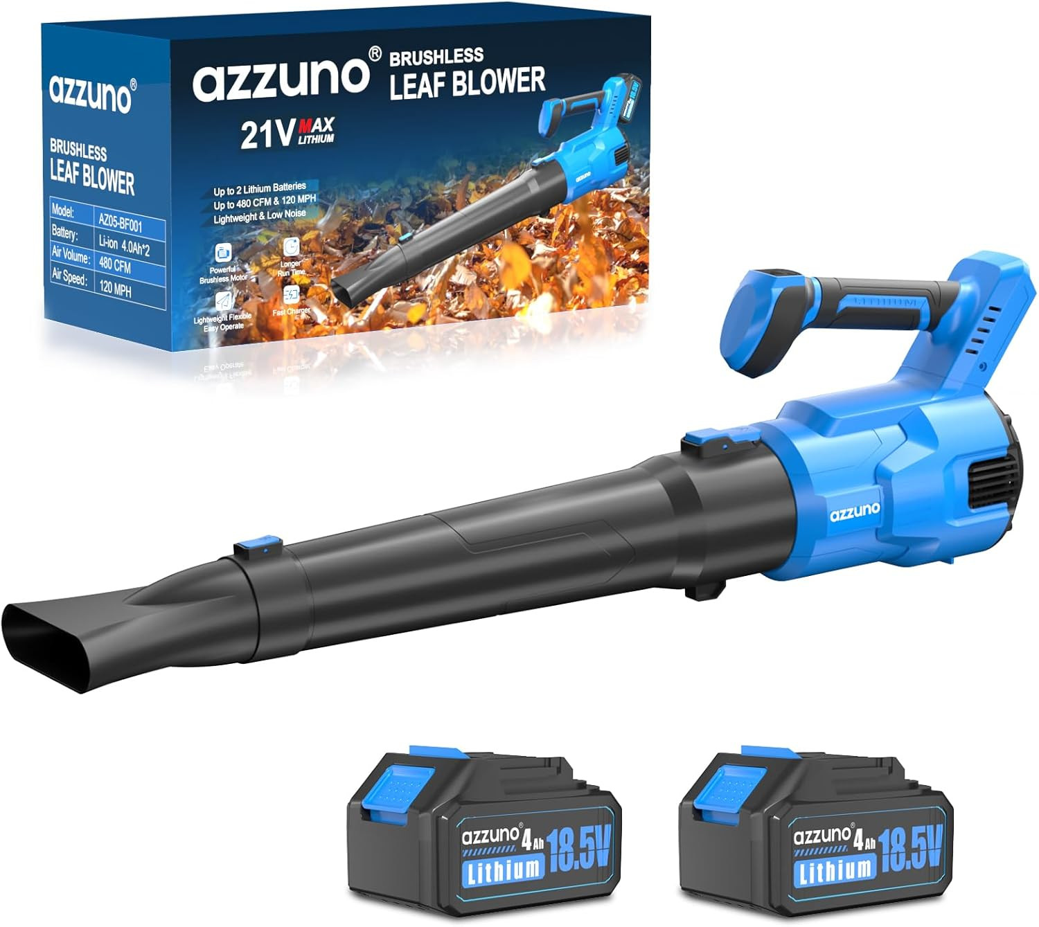 Cordless With 2 X 4.0ah Battery And Charger,3 Speed Mode Max