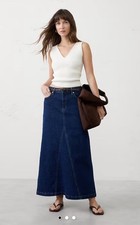 NWT Banana Republic DENIM SPLIT-BACK MAXI SKIRT Size 4 Dark Wash/ Dark Blue