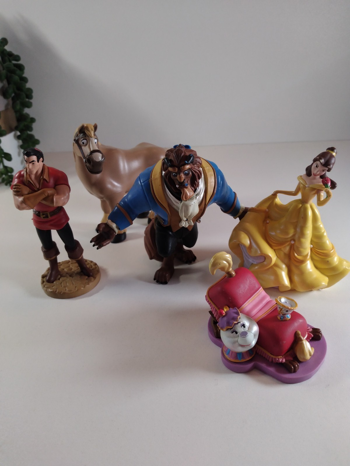 Disney Beauty & The Beast Figure Bundle Belle Beast Gaston Mrs Potts 4”