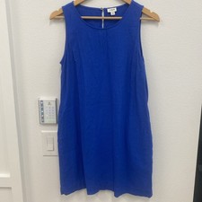 J.Crew Linen Blend Shift Dress 4 Cobalt Blue Sleeveless Coastal Lagenlook Preppy