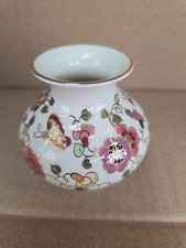 Vintage Hungarian Zsolnay Hand Painted Porcelain Floral Flowers Small Vase Pot