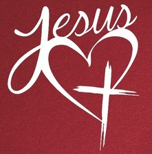 Heart Cross Vinyl Decal Sticker - Religious Love Symbol for Car Bumper or Laptop