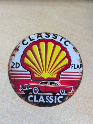 Shell Petrol/Gas Classic 2D Blechschild 20 x 20 cm. Schuppen / Männerhöhle