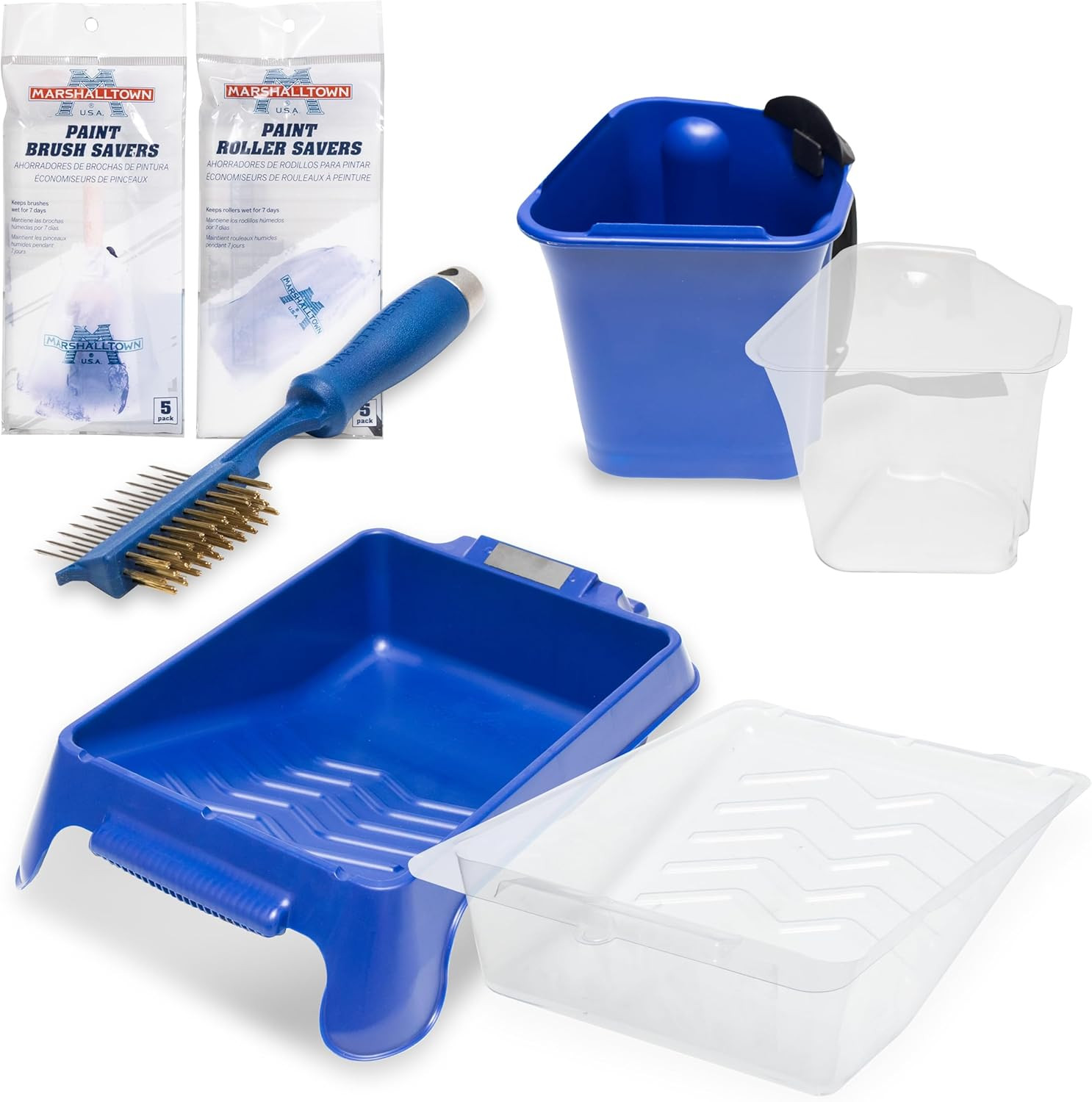 Paint Project Kit, Heavy-Duty Paint Pail and Tray with Liners, Brush Comb, Rolle