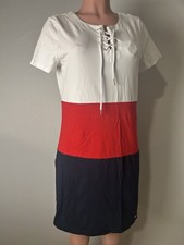 Tommy Hilfiger Short Sleeve Red, White And Blue Cotton Polo Dress Size Medium