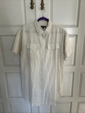 NEW! Women's J. Crew Linen Utility Shirtdress in Natural Size Medium CI926