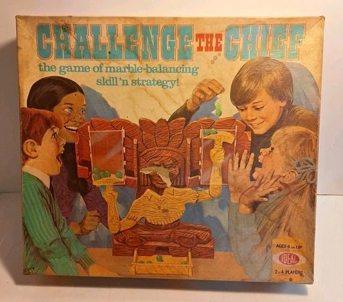Vintage 1972 IDEAL Challenge The Chief Marble Balancing Strategy Board Game