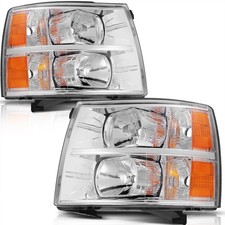 For Chevy Silverado 1500 2500hd 3500hd Headlights 2007-2014 Chrome Housing Pair