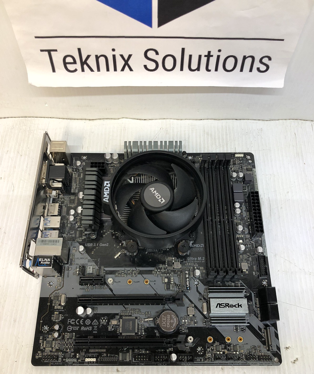 【ジャンク】 Ryzen 7 5700G + ASRock B450M Pro4 ASRock B450M Pro4 P4.20 AM4 Motherboard w/AMD Ryzen 5 3400G - 4