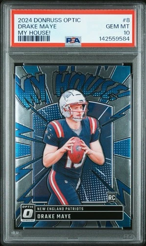 2024 Panini Optic #8 Drake Maye - My House! Insert Rookie RC PSA 10 GEM MINT