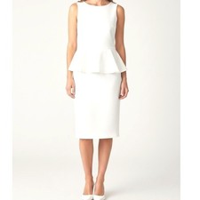 Alice + Olivia Ponte Peplum "Victoria" White Dress Size 6