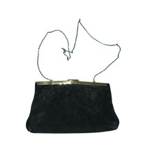 Vintage Black Etra Square Opening Clutch Purse Shoulder Bag