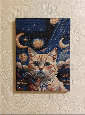 Diamond Painting fertig Katze Tier 5D Strassbild Wandbild Glitzer Deko Kunst