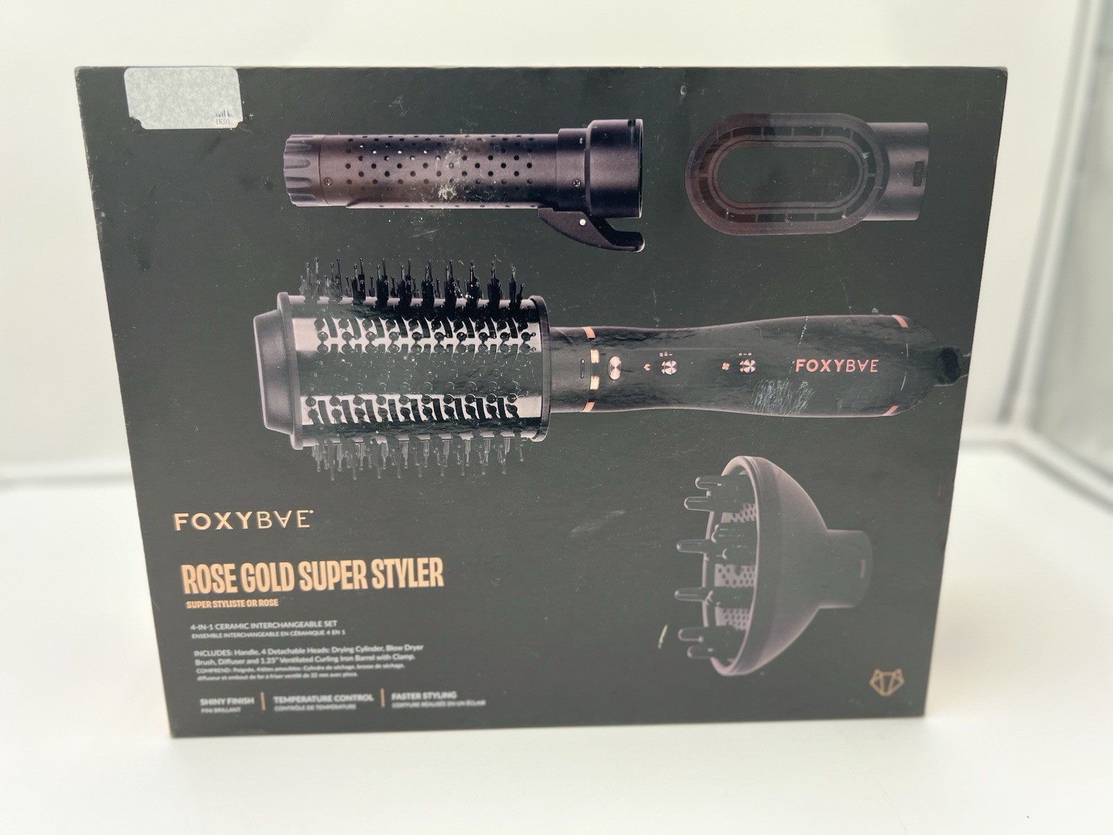 FOXYBAE Rose Gold Super Styler  4 in 1 dryer brush diffuser curling iron set