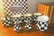 MACKENZIE-CHILDS Courtly Enamel White  Black Check 7PCS SET with Damages