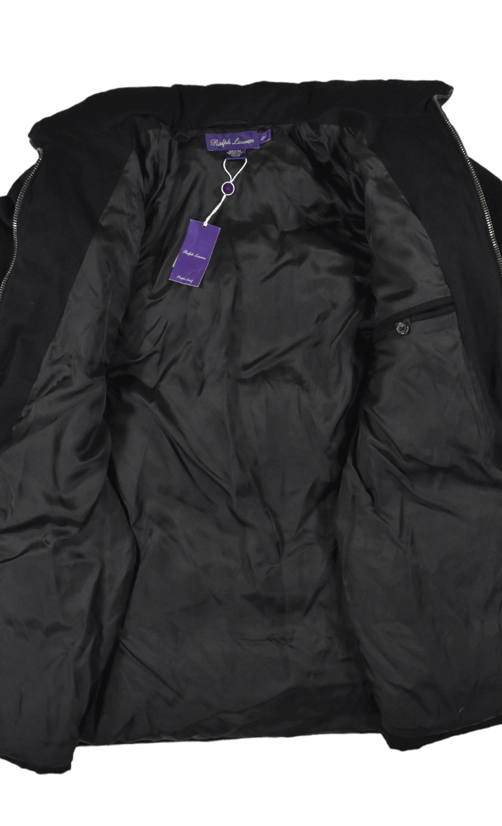 RALPHLAUREN PURPLE LABEL ダウンジャケット　ブルゾン　S Ralph Lauren Purple Label Black Wool Down Puffer Jacket Coat L New