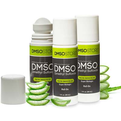 DMSO 70/30 3 oz. Roll-on w/Aloe Vera 3 Pack 99.995% Low odor Pharma Grade