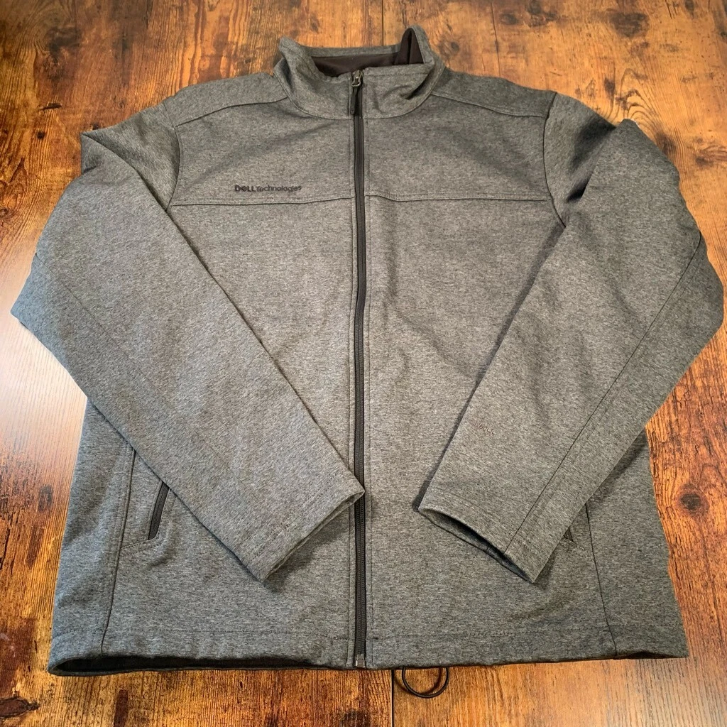 The North Face Mens Medium Soft Shell Full Zip Jacket Gray Lined Windwall Coat