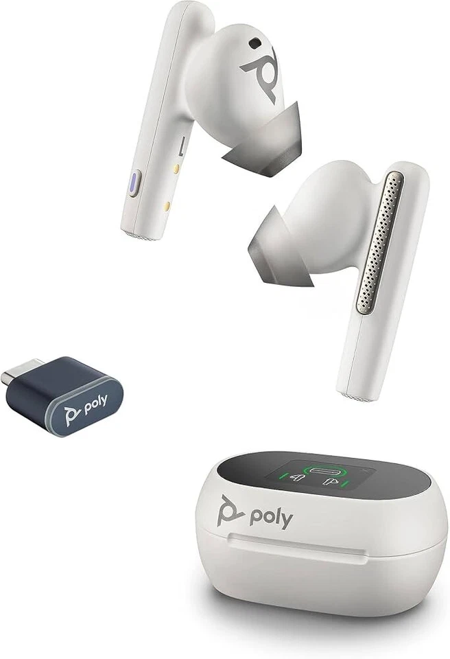 Auriculares inalámbricos Bluetooth USB-C Poly Voyager Free 60+ UC - Equipos, blancos Foto 2 de 3