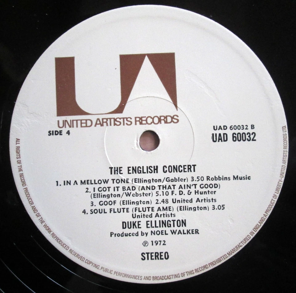 UAD 60032/3 Duke Ellington The English Concert 2LP Gatefold EX - Image 2 of 4