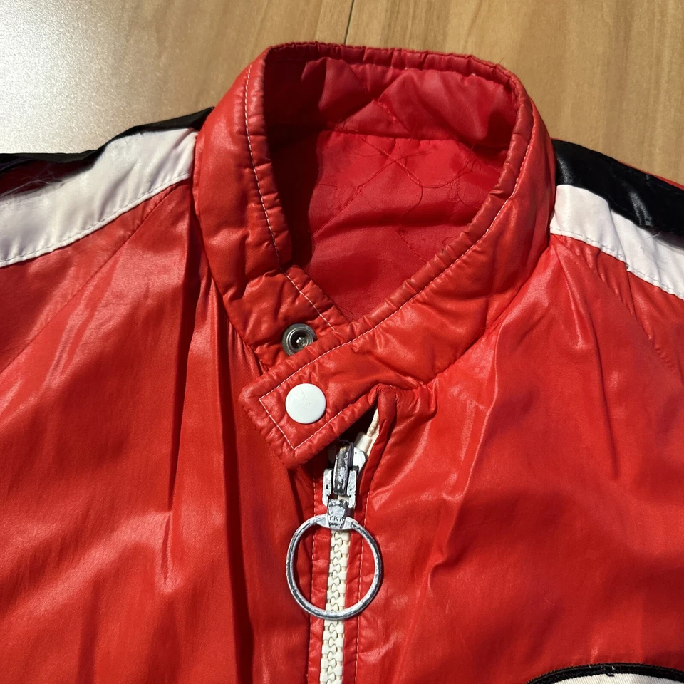 Bell Helmets Racing Stripe Red Jacket Lightweight Zip Front Vintage - Image 2 of 4