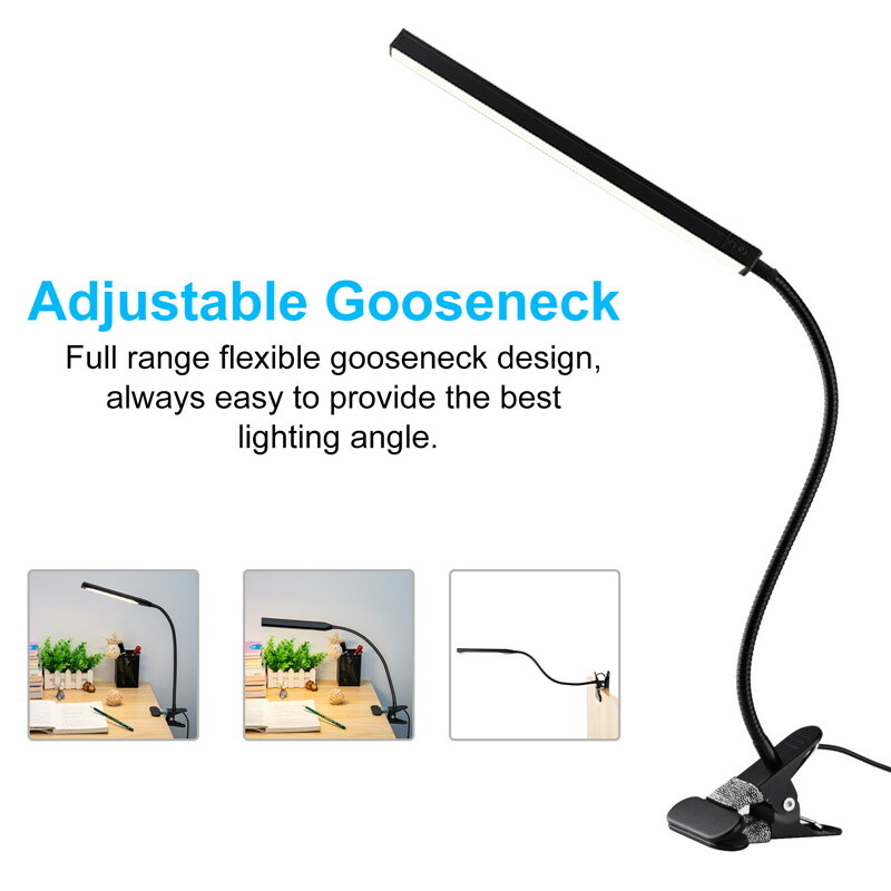 Modern Clip On LED Desk Lamp Eye Care USB Power Dimmable Light