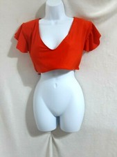 Shein Women Top Padded Stretch Beach Summer Swimming Wear Plus Size 3XL Orange