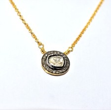 Natural Polki Diamind Necklace 925 Sterling Silver Diamond Necklace For Her