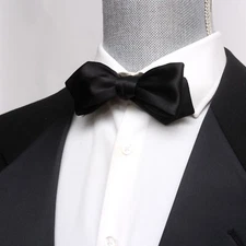 Black Tuxedo Bowtie 100%Silk Satin Self-tied Diamond Gift Box S013D