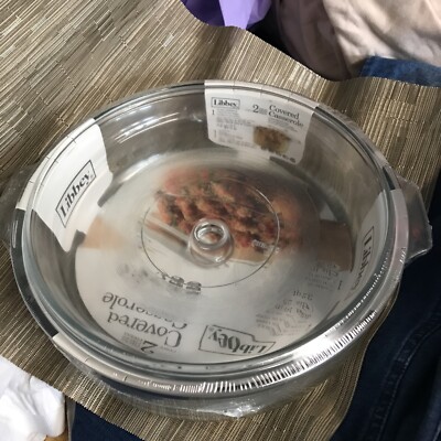 New Libbey Covered Glass Casserole Serving Dish with Cover,