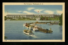 Washington DC postcard Government Buildings Pentagon Dock View Linen