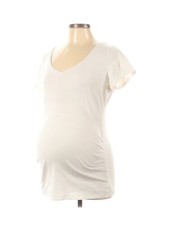 Bump Start by Motherhood Maternity Women Ivory Short Sleeve T-Shirt L Maternity