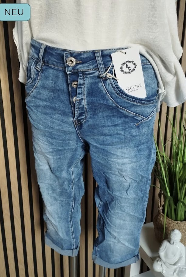 Karostar como Jewelly Baggy Bermuda Capri Jeans Pantalones 38 - 48 KC8075 a XXXXL