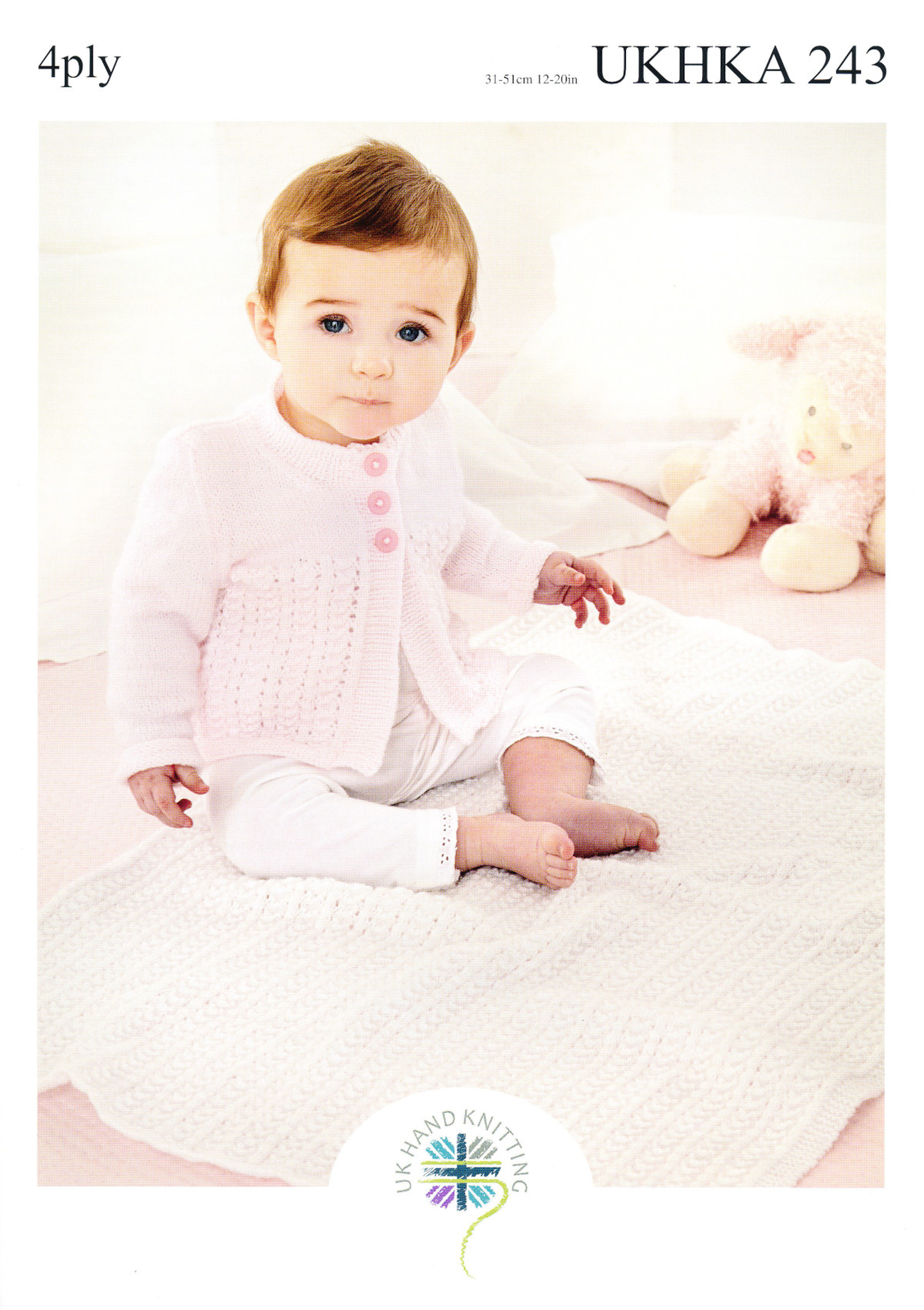 4ply Knitting Pattern Baby Long Sleeve Sleeveless Cardigan & Blanket UKHKA 243