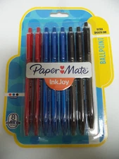 8 Paper Mate InkJoy  Retractable Ballpoint Pens 1.MM Medium Point RED BLUE BLACK
