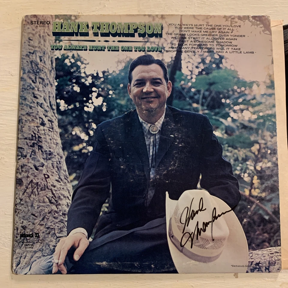 Hank Thompson AUTOGRAPHED LP You Always Hurt The One You Love Hilltop Signed VG+ - Image 2 of 4