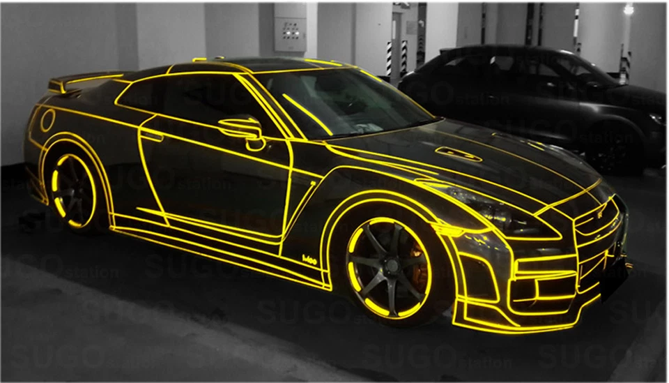 Fita adesiva amarela reflexiva corpo listra vinil faça você mesmo decalque autoadesivo 150 pés - Imagem 3 de 4