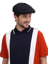 Black Cotton Newsboy Hat Men Baker Boy Cap Summer Driving Gatsby Style