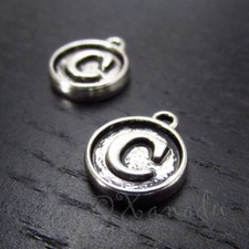 Alphabet Initial Letter "C" 14mm Silver Plated Charms C5865 - 5, 10, 20PCs
