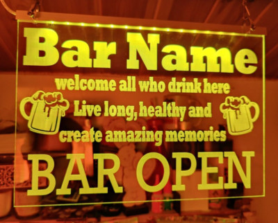 Leuchtbar offen LED Schild Mancave Pub Garten Bar LED Bier personalisiert Schild