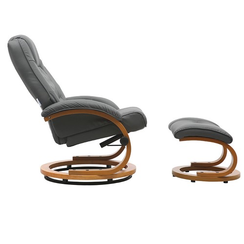 Faux Leather Swivel Office Chair High Back Recliner Armchair with Footstool Set - Picture 40 of 51