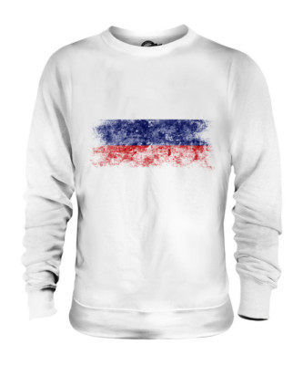 RUSSLAND DISTRESSED FLAGGE UNISEX PULLOVER OBERTEIL ROSSIYA RUSSIAN ROSSIA GESCHENK FUSSBALL