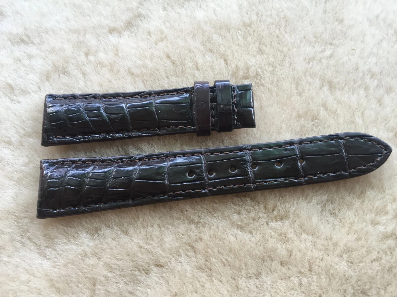 20mm/16mm Brown Alligator Crocodile Embossed Leather Watch Strap Band