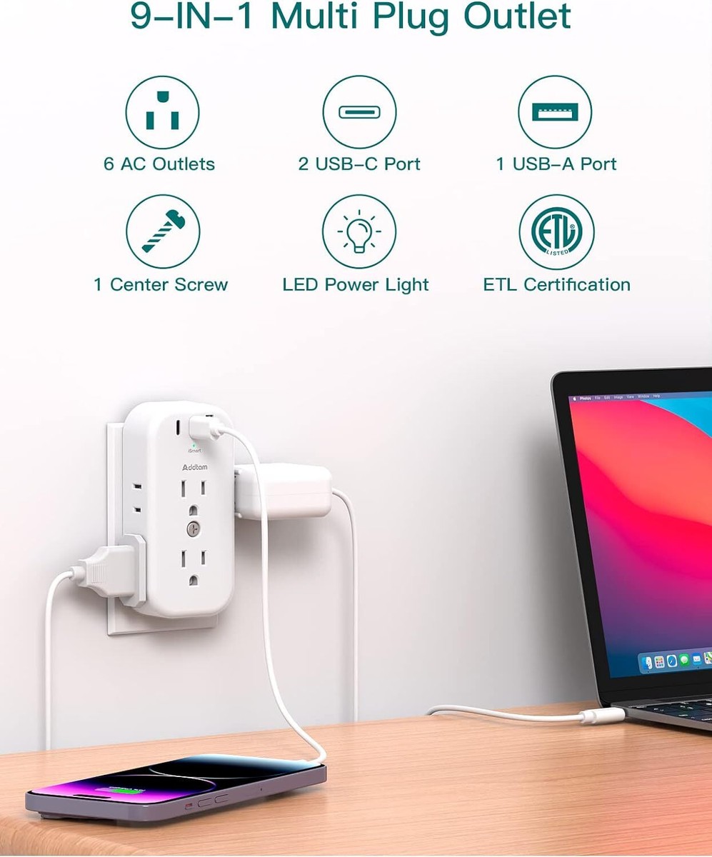 Wall Mounted Multi Plug Power Bar Multi Plug Outlet - Surge Protector ...