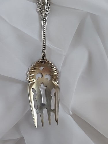 Watson Eugenie Pierced Meat Serving Fork Sterling Silver, Mechanics Mark - Picture 3 of 10