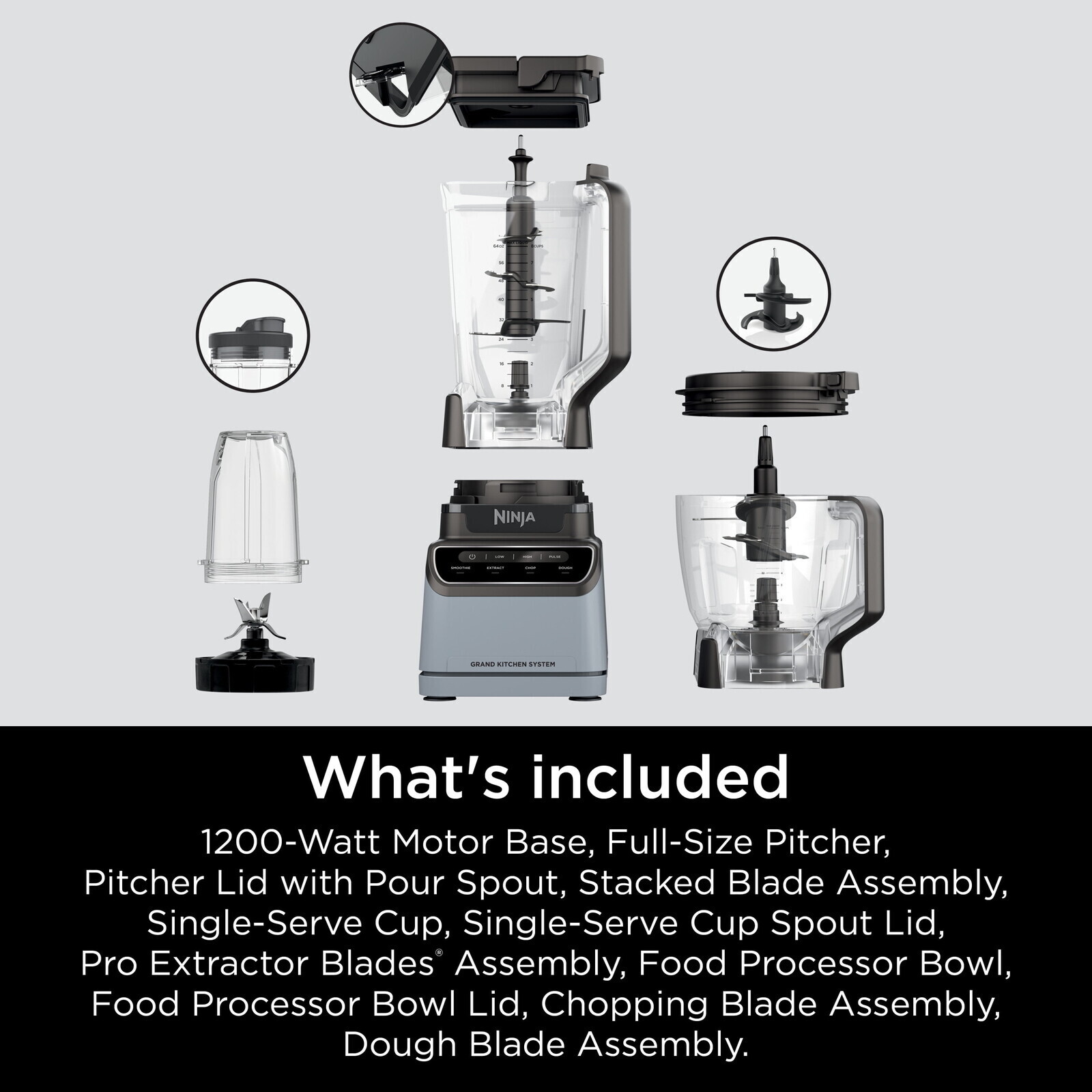 Grand Kitchen System 1200 Blender 4 Preset Auto Programs Manual Speed Control