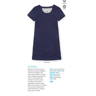 Rohan Tunis Dress linen plus size UK 12 US 8 M navy blue short sleeve  medium | eBay