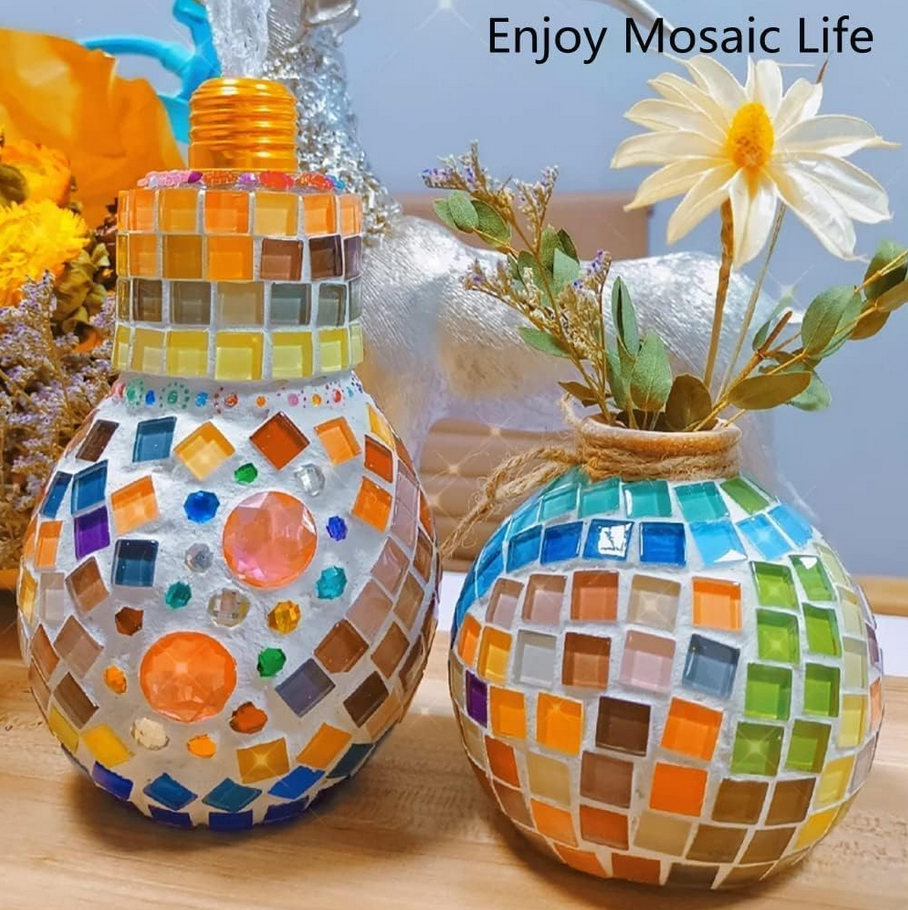 DIY Mosaic Tiles for Crafts, Colorful Glass Mosaic Kits for Adults, 350