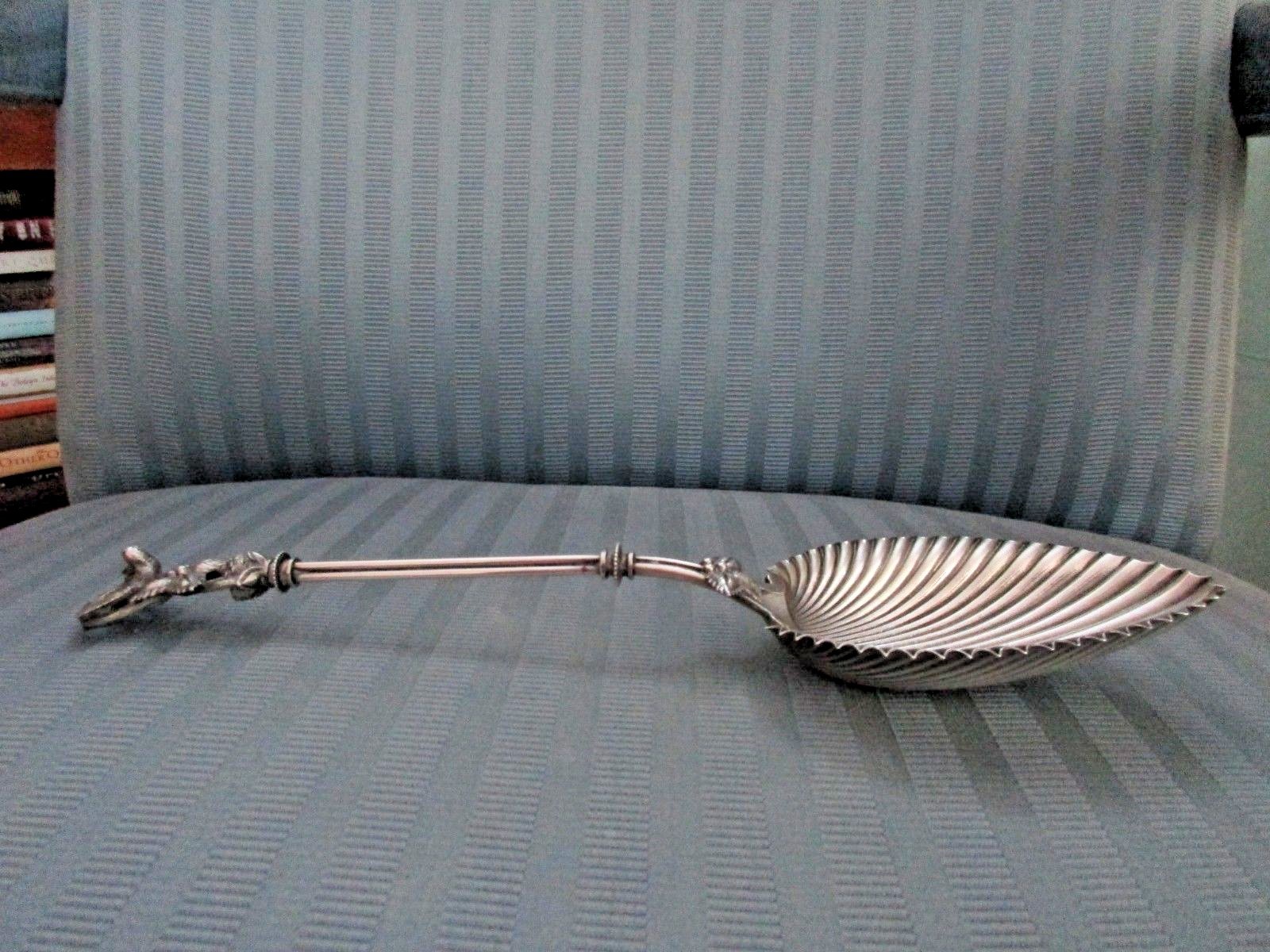 WHITING BIRD's NEST Serving SPOON 1870 STERLING SILVER Baby BIRD 3D 18 FLUTED NM